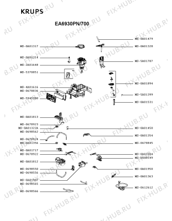 Схема №1 EA699010/70D с изображением Труба для электрокофеварки Krups MS-0698565
