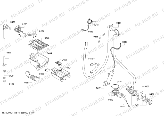 Взрыв-схема стиральной машины Siemens WM16S440FG S16.44 VarioPerfect; 8kg; Aquastop - Схема узла 04