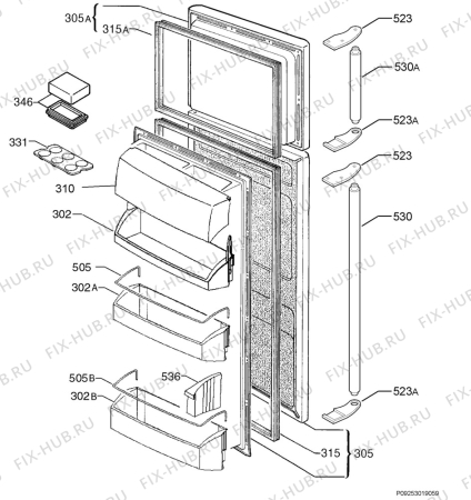 Взрыв-схема холодильника Aeg Electrolux S70318KG - Схема узла Door 003