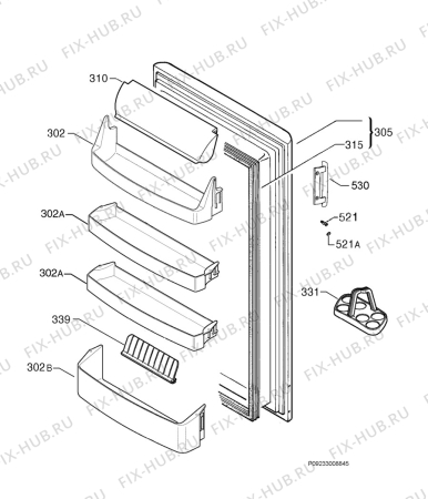 Взрыв-схема холодильника Electrolux SK255 - Схема узла Door 003