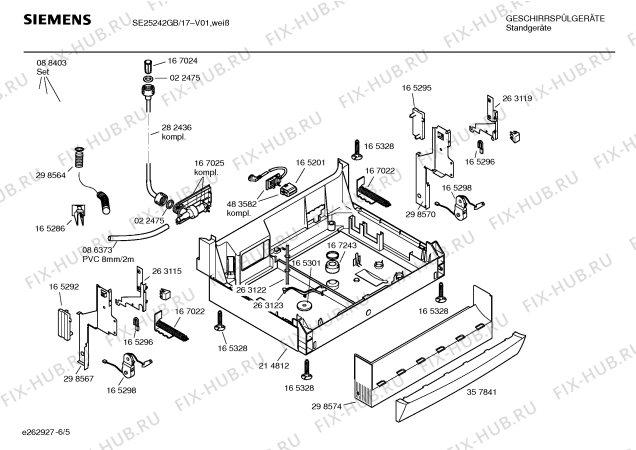 Взрыв-схема посудомоечной машины Siemens SE25242GB EXTRAKLASSE - Схема узла 05