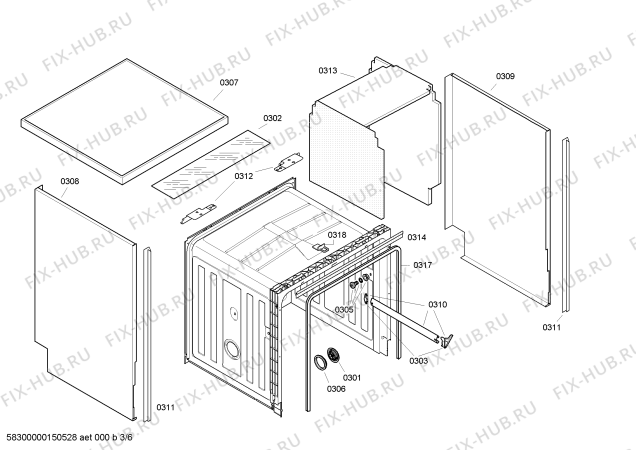 Схема №2 SE25E851EU с изображением Столешница для посудомойки Siemens 00683263