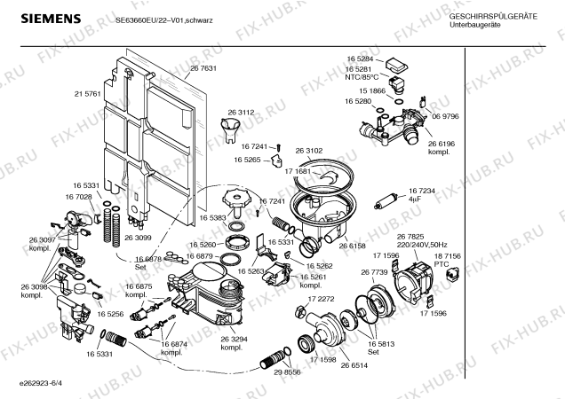 Взрыв-схема посудомоечной машины Siemens SE63660EU - Схема узла 04