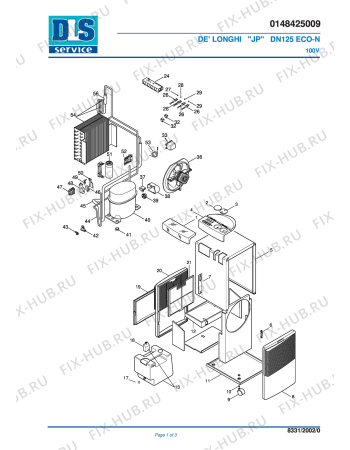Схема №1 DN125 ECO-N с изображением Микропереключатель для электроувлажнителя воздуха DELONGHI 5148003400