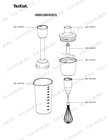 Взрыв-схема блендера (миксера) Tefal HB8338KR/870 - Схема узла ZP005882.3P2