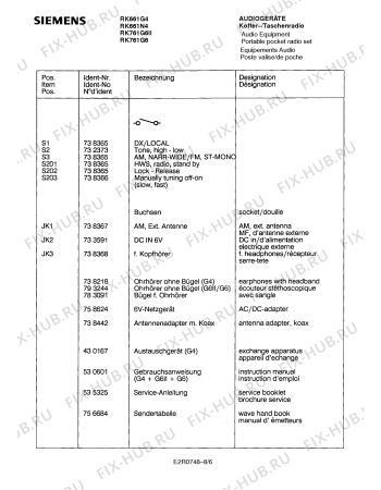 Схема №4 RK761G6 с изображением Реостат Siemens 00732343