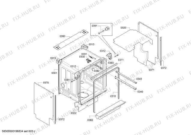 Схема №4 SN436I00FS с изображением Передняя панель для посудомойки Siemens 11027168