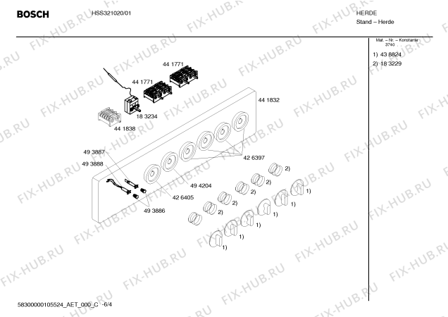 Схема №2 3CEB440 с изображением Варочная панель для электропечи Bosch 00242569