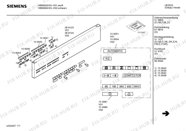 Схема №4 HB89061 с изображением Панель для электропечи Siemens 00288124