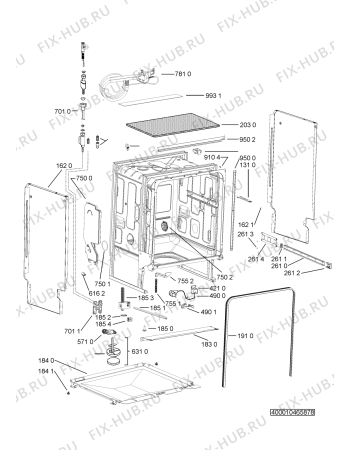Взрыв-схема посудомоечной машины Whirlpool ADG 9642/1 A+ - Схема узла