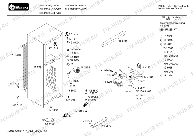 Схема №1 3FE2760B с изображением Инструкция по эксплуатации для холодильной камеры Bosch 00591076