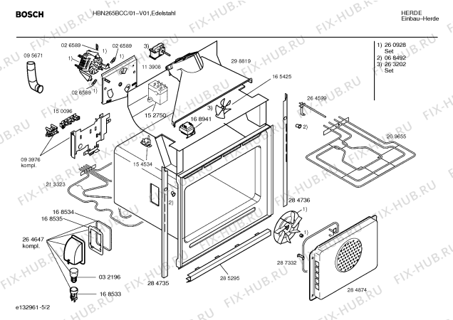 Взрыв-схема плиты (духовки) Bosch HBN265BCC - Схема узла 02