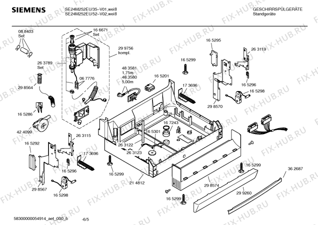 Взрыв-схема посудомоечной машины Siemens SE24M252EU - Схема узла 05