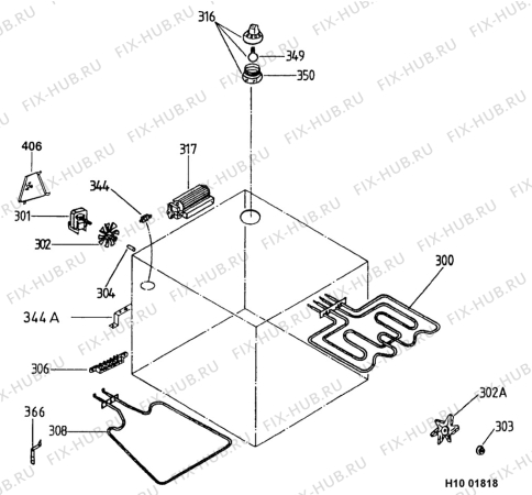 Взрыв-схема плиты (духовки) Electrolux EOB302K - Схема узла Functional parts