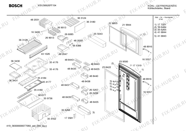 Взрыв-схема холодильника Bosch KSU30620FF - Схема узла 02