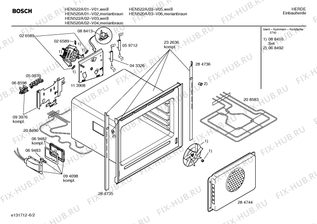 Схема №2 HEN522A с изображением Панель для плиты (духовки) Bosch 00285031