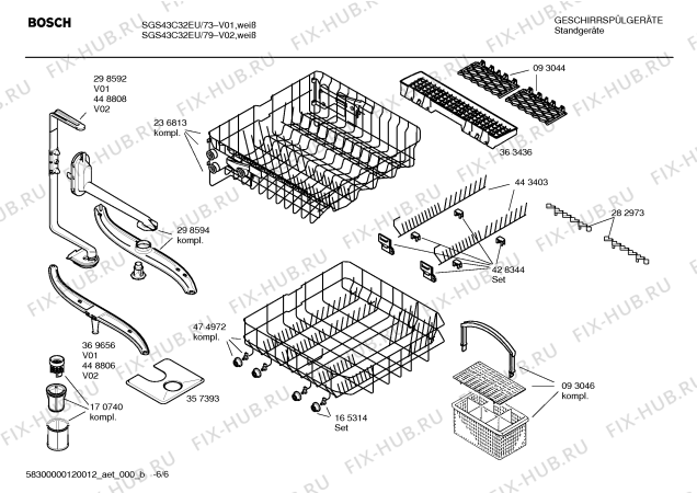 Схема №4 SGS43C32EU с изображением Инструкция по эксплуатации для посудомоечной машины Bosch 00590368