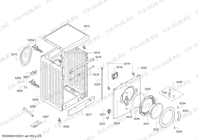 Взрыв-схема стиральной машины Bosch WAE24370SN Maxx 7 VarioPerfect - Схема узла 02