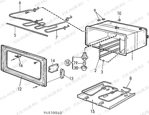 Взрыв-схема посудомоечной машины Electrolux CF5008 - Схема узла H10 Main Oven Cavity (large)