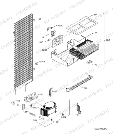 Взрыв-схема холодильника Aeg ABS81826NC - Схема узла Cooling system 017