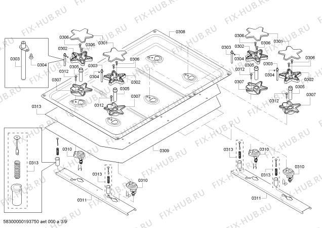 Схема №4 PRD366GHU с изображением Коллектор для духового шкафа Bosch 00774534