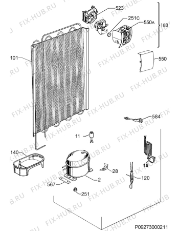 Взрыв-схема холодильника John Lewis JLWFF1104R - Схема узла Cooling system 017