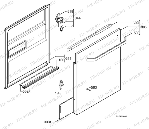 Взрыв-схема посудомоечной машины Aeg Electrolux F88025VIM - Схема узла Door 003