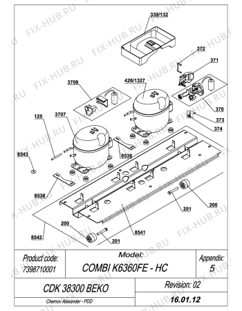 Схема №2 CDK34300 BEKO (7398810001) с изображением Микрокомпрессор для холодильной камеры Beko 4550210100