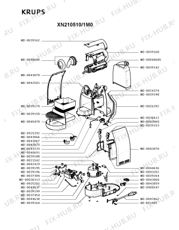 Схема №1 XN2105AU/1M0 с изображением Корпусная деталь для электрокофеварки Krups MS-0043070
