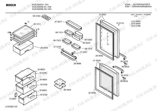 Взрыв-схема холодильника Bosch KGE2920NL - Схема узла 02