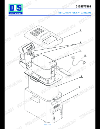Схема №1 D24527DZ с изображением Емкость (контейнер) для тостера (фритюрницы) DELONGHI LN1177