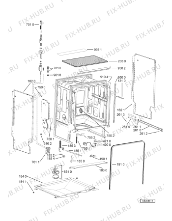 Взрыв-схема посудомоечной машины Bauknecht GSXP 6143 TR - Схема узла