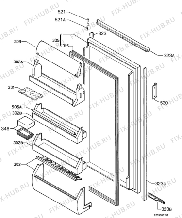 Взрыв-схема холодильника Zanussi ZPL9164 - Схема узла Door 003