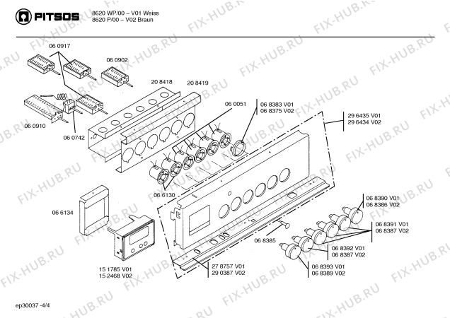 Схема №2 8620WP с изображением Панель для плиты (духовки) Bosch 00209724