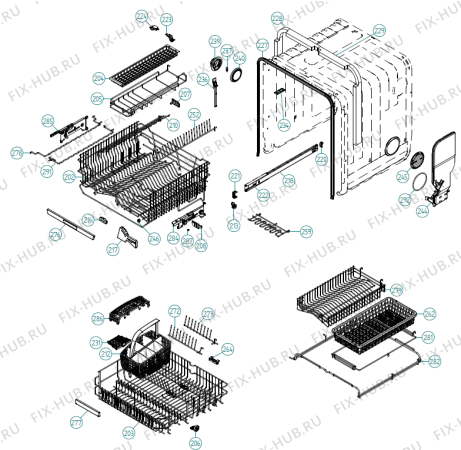 Взрыв-схема посудомоечной машины Gorenje Kitchen Aid KDFX 7017 IT   -Titan FI Soft UK cable (340682, DW70.4) - Схема узла 02