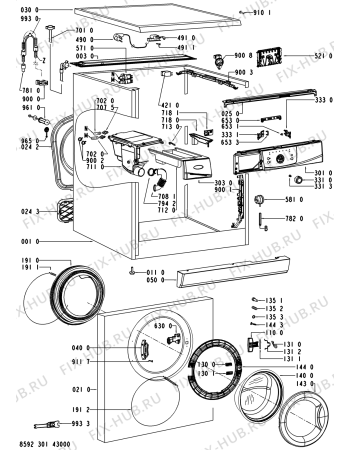 Схема №2 AWO/D 6100 с изображением Обшивка для стиралки Whirlpool 480111102436