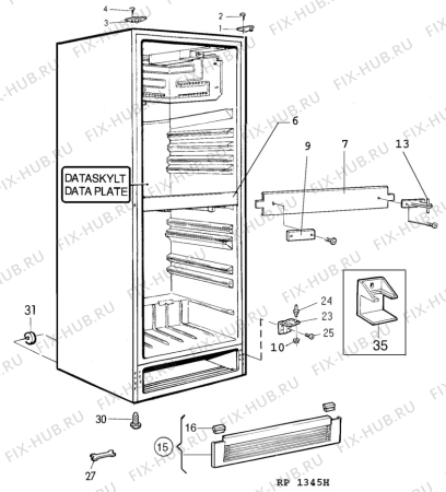 Взрыв-схема холодильника Electrolux RP1345G - Схема узла C10 Cabinet