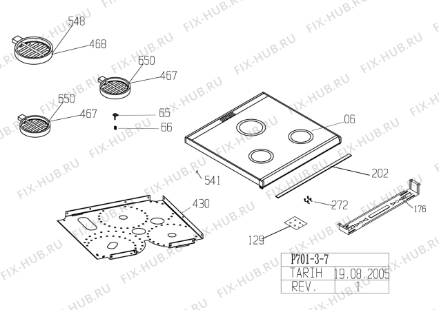 Схема №5 BEKO CS 47100 (7751288312) с изображением Панель для плиты (духовки) Beko 418900339