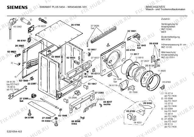 Схема №4 WI54540 SIWAMAT PLUS 5454 с изображением Панель для стиральной машины Siemens 00286188