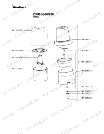 Взрыв-схема блендера (миксера) Moulinex DP806G10/700 - Схема узла DP004558.9P2