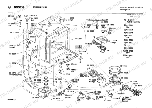 Схема №2 SMS5011GB SMS5011 с изображением Панель для посудомойки Bosch 00270140
