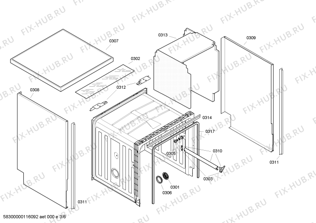 Взрыв-схема посудомоечной машины Lynx 4VS240BD - Схема узла 03