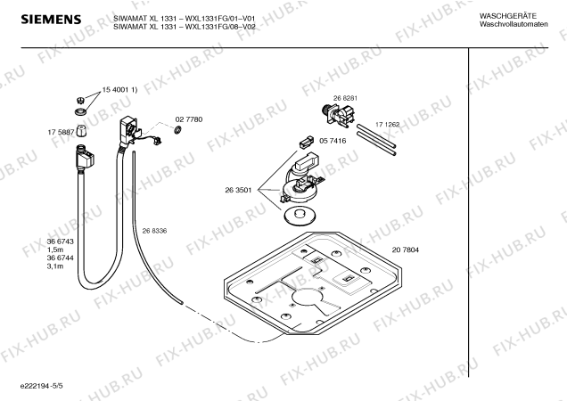 Схема №3 WXL1331FG SIWAMAT XL 1331 с изображением Инструкция по установке и эксплуатации для стиральной машины Siemens 00586530