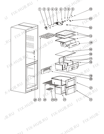 Взрыв-схема холодильника Indesit B18NF (F039212) - Схема узла