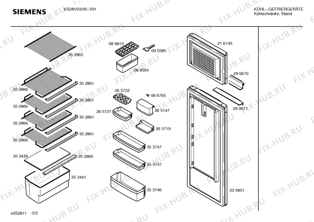 Схема №2 KS28V13IE с изображением Поднос для холодильной камеры Siemens 00265721