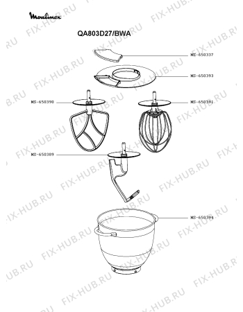 Схема №4 QA803D27/BWA с изображением Корпусная деталь для электрокомбайна Moulinex MS-650397