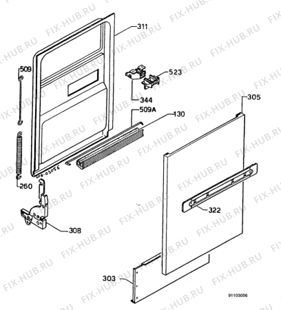 Взрыв-схема посудомоечной машины Electrolux ESL442 - Схема узла Door 003