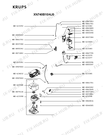 Взрыв-схема кофеварки (кофемашины) Krups XN740B10/4J0 - Схема узла 5P005314.1P2