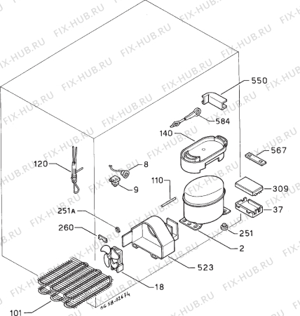 Взрыв-схема холодильника Zanussi ZF45/30SS - Схема узла Cooling system 017