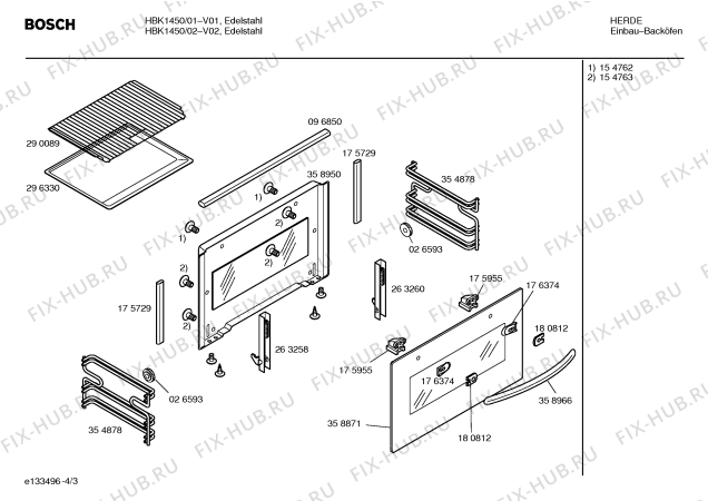 Схема №3 HBK1460 с изображением Инструкция по эксплуатации для плиты (духовки) Bosch 00525325